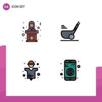 4 User Interface Filledline Flat Color Pack of modern Signs and Symbols of politician sport woman stick farming Editable Vector Design Elements