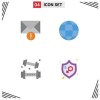 Universal Icon Symbols Group of 4 Modern Flat Icons of alert game communication globe recreation Editable Vector Design Elements