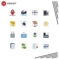 Set of 16 Commercial Flat Colors pack for lock platform leaked waste space Editable Pack of Creative Vector Design Elements