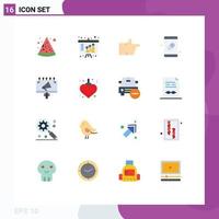 Flat Color Pack of 16 Universal Symbols of fast food vote assets investment health Editable Pack of Creative Vector Design Elements