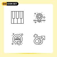 4 Creative Icons Modern Signs and Symbols of keyboard gdpr business security male Editable Vector Design Elements