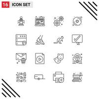 User Interface Pack of 16 Basic Outlines of fast reload development database disk Editable Vector Design Elements