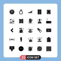 Pack of 25 Modern Solid Glyphs Signs and Symbols for Web Print Media such as email learning mason knowledge e Editable Vector Design Elements