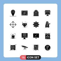 16 Thematic Vector Solid Glyphs and Editable Symbols of online shopping buy shop shopping Editable Vector Design Elements