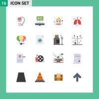 Mobile Interface Flat Color Set of 16 Pictograms of planning avatar head learning female Editable Pack of Creative Vector Design Elements