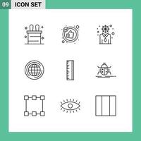 Universal Icon Symbols Group of 9 Modern Outlines of bugs designer personal design think Editable Vector Design Elements