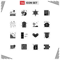 Modern Set of 16 Solid Glyphs and symbols such as plan corporate cooperation competitive playing Editable Vector Design Elements