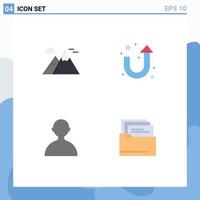 Set of 4 Commercial Flat Icons pack for mountains basic travel u turn files Editable Vector Design Elements