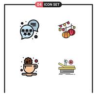 Mobile Interface Filledline Flat Color Set of 4 Pictograms of premium cookie decoration lantern operation Editable Vector Design Elements