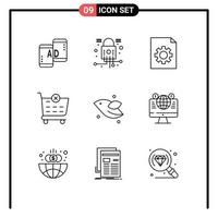 9 Universal Outlines Set for Web and Mobile Applications spring bird control animal delete Editable Vector Design Elements