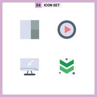 símbolos de iconos universales grupo de 4 iconos planos modernos de dispositivos de cuadrícula reproductor multimedia pc elementos de diseño vectorial editables vector