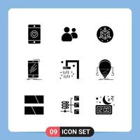 Pictogram Set of 9 Simple Solid Glyphs of travel bath modification telephone phone Editable Vector Design Elements