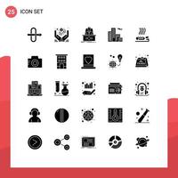 Pictogram Set of 25 Simple Solid Glyphs of medicine health legend care building Editable Vector Design Elements