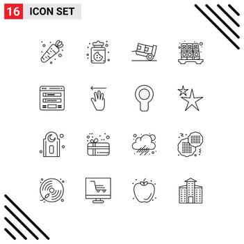 16 Universal Outline Signs Symbols of web login logistic form history Editable Vector Design Elements
