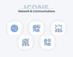 Network And Communications Blue Icon Pack 5 Icon Design. messaging. message. online. contact. solution vector