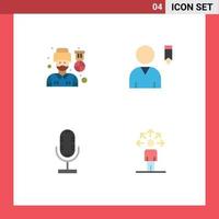 Set of 4 Commercial Flat Icons pack for driver mic man user communication Editable Vector Design Elements