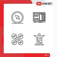 4 Creative Icons Modern Signs and Symbols of click prototype point design fly Editable Vector Design Elements