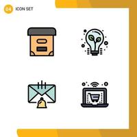 Set of 4 Modern UI Icons Symbols Signs for archive contact bulb tips help Editable Vector Design Elements