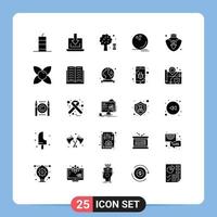 Mobile Interface Solid Glyph Set of 25 Pictograms of watchkit sport download game tree Editable Vector Design Elements