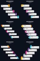 Vector 6 Infographics Pack Presentation slide template 5 Steps cycle diagrams and timelines