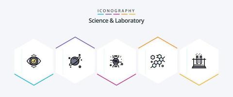 paquete de íconos de ciencia 25 de línea completa que incluye . ciencia. ciencia. tubo. laboratorio vector