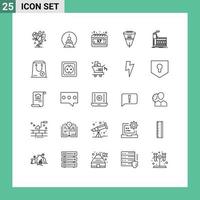 Set of 25 Modern UI Icons Symbols Signs for factory filtration mind filtering data Editable Vector Design Elements