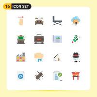 Universal Icon Symbols Group of 16 Modern Flat Colors of finger chair right home interior Editable Pack of Creative Vector Design Elements