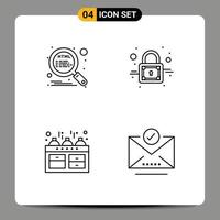 User Interface Pack of 4 Basic Filledline Flat Colors of html kitchen seo secure check mark Editable Vector Design Elements