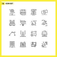 Pack of 16 creative Outlines of home viral marketing party time marketing real estate Editable Vector Design Elements