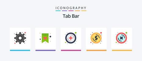 Tab Bar Flat 5 Icon Pack Including . delete. plus. cross. money. Creative Icons Design vector