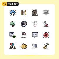 Set of 16 Modern UI Icons Symbols Signs for face business ball graph presentation Editable Creative Vector Design Elements