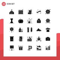 Set of 25 Vector Solid Glyphs on Grid for setting gear drink right intersect Editable Vector Design Elements