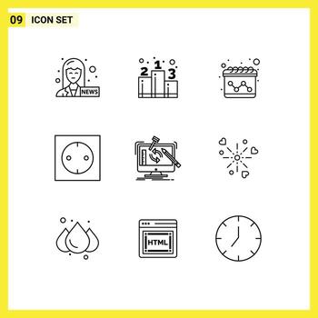 Set of 9 Commercial Outlines pack for workshop project calendar engineering modern Editable Vector Design Elements