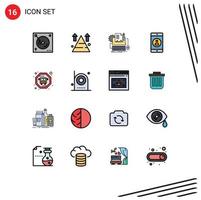 Universal Icon Symbols Group of 16 Modern Flat Color Filled Lines of profile mobile top application paper Editable Creative Vector Design Elements