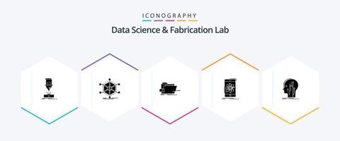 paquete de iconos de 25 glifos de laboratorio de fabricación y ciencia de datos, incluido el móvil. datos. información. técnico. destornillador vector