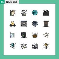 paquete de iconos de vectores de stock de 16 signos y símbolos de línea para elementos de diseño de vectores creativos editables de enlace de oficina con mancuernas