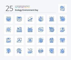 Ecology 25 Blue Color icon pack including person. humanity. plant. harmony. growth vector