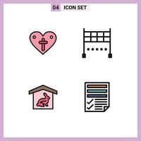 Pictogram Set of 4 Simple Filledline Flat Colors of heart easter loves sport data Editable Vector Design Elements
