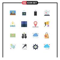 Modern Set of 16 Flat Colors and symbols such as landscape flash drive photography security school Editable Pack of Creative Vector Design Elements