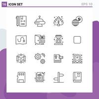 Universal Icon Symbols Group of 16 Modern Outlines of route modern plant markets business Editable Vector Design Elements