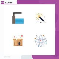 Universal Icon Symbols Group of 4 Modern Flat Icons of pool shipping microphone night back to school Editable Vector Design Elements