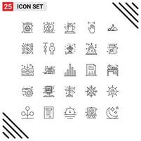 Modern Set of 25 Lines and symbols such as success right coffee left hand Editable Vector Design Elements