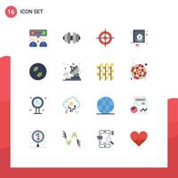 User Interface Pack of 16 Basic Flat Colors of corporate target team work business book Editable Pack of Creative Vector Design Elements