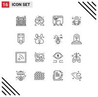 Modern Set of 16 Outlines Pictograph of military women celebrate protection female day Editable Vector Design Elements