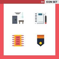 Group of 4 Flat Icons Signs and Symbols for hot tech spa notepad chip Editable Vector Design Elements