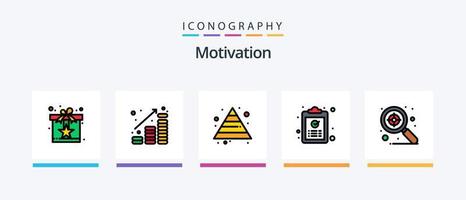 la línea de motivación llenó el paquete de 5 iconos, incluido el temporizador. fecha tope. moneda. valor capaz. de primera calidad. diseño de iconos creativos vector