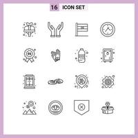 Pictogram Set of 16 Simple Outlines of canada badge flag award time Editable Vector Design Elements