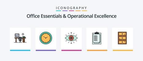 Office Essentials And Operational Exellence Line Filled 5 Icon Pack Including brain. pad. graduate. notebook. presentation. Creative Icons Design vector