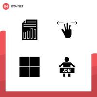 Universal Solid Glyphs Set for Web and Mobile Applications document grid report hand jobless Editable Vector Design Elements