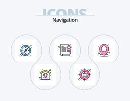 Navigation Line Filled Icon Pack 5 Icon Design. map. map. shopping. flag. pin vector